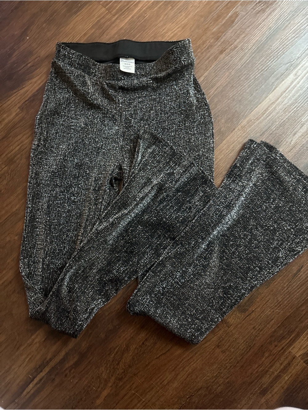 No Boundaries Black & Silver Marled Wide-Leg Knit Leggings